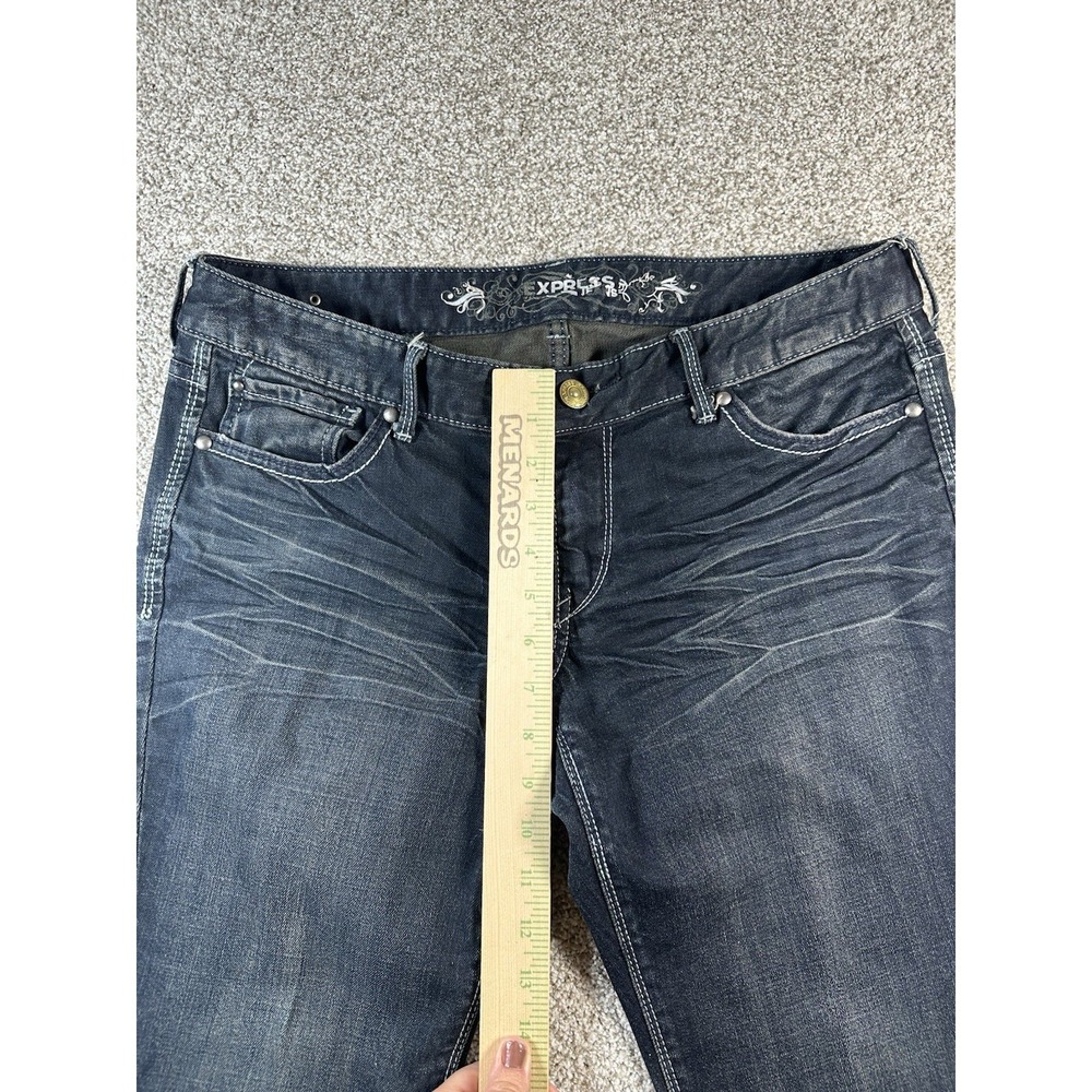 Express Jeans Womens 10R Blue Low Rise Stretch Dark Wash Denim - Picture 6 of 12